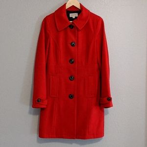 Red wool pea coat